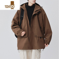 YANXU防风冲锋衣外套男士2023新款潮牌痞帅休闲连帽夹克上衣服男