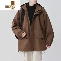 YANXU防风冲锋衣外套男士2023新款潮牌痞帅休闲连帽夹克上衣服男