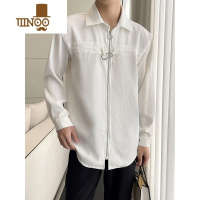 YANXU衣着匠心美式长袖衬衫男华夫格设计感拉链衬衣休闲百搭秋季上衣潮