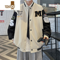 YANXU新款高街棒球服男生宽松港风ins潮撞色印花夹克上衣外套