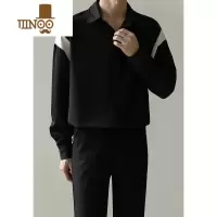 YANXU新款韩版轻熟风衬衫男上衣潮流拼接免烫垂坠感长袖衬衣