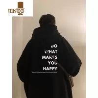 YANXUoversize美式复古连帽新款卫衣男慵懒chic潮牌情侣外套