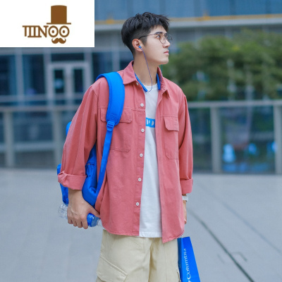 YANXUPD大人少年感衬衣男生款粉色七夕礼物休闲穿搭芭比粉长袖衬衫