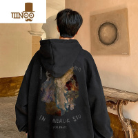 YANXU美式复古300g连帽卫衣男硬挺外套oversize大码秋装潮牌