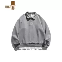 YANXU男士卫衣款polo领假上衣华夫格秋季长袖潮牌秋装翻领