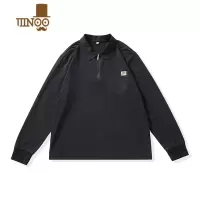 YANXU秋季潮牌英伦雅痞t恤复古长袖卫衣男宽松大码半拉链Polo领打底衫