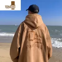 YANXU绒卫衣男士oversize美式宽松连帽上衣复古潮牌外套
