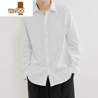 YANXU2023男士长袖衬衫韩版ins垂感上衣百搭休闲白色dk衬衣外套