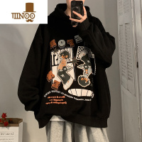 YANXU连帽卫衣男款新款潮牌卡通印花外套感美式慵懒chic上衣服
