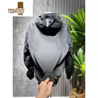 YANXU黑色连帽卫衣男春季新款百搭宽松青年休闲上衣服潮流运动拼接外套