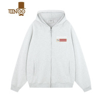 YANXUSOS复古后背美式绒面印花连帽拉链衫男女情侣同款上衣