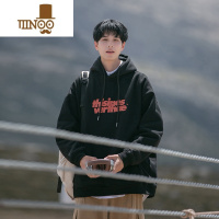 YANXU卫衣男连帽潮牌oversize男士美式高街冬款宽松黑色长袖外套