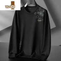 YANXU秋季长袖无帽圆领卫衣男加肥加大码宽松套头休闲打底衫潮胖衣