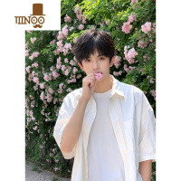 YANXU夏季白色衬衫男DK短袖感痞帅日系简约男友风休闲衬衣港风外套