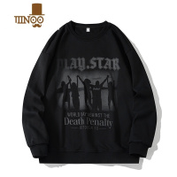 YANXU圆领卫衣男冬款美式复古印花男生宽松无帽情侣潮牌长袖t恤