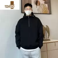 YANXU半拉链机能风卫衣男美式高街男痞帅连帽oversize暗黑系外套潮