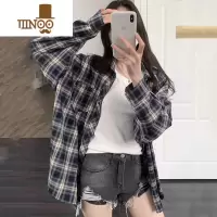 YANXU复古格子衬衫男女同款外套四季开衫设计感宽松小个子潮牌街头上衣