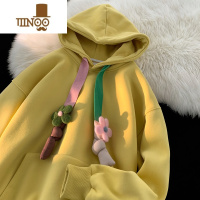 YANXU柠檬黄美式复古连帽卫衣男款oversize设计感小众潮牌外套