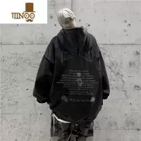 YANXU水洗做旧卫衣男款秋季美式复古欧美高街连帽oversize情侣外套