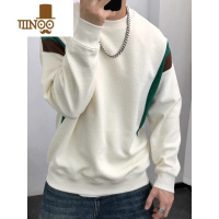 YANXU2023新款卫衣男休闲撞色圆领宽松潮流套头无帽简约长袖上衣