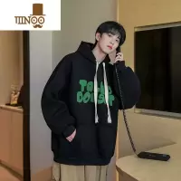 YANXU连帽卫衣男发泡印花情侣美式潮牌复古宽松长袖上衣服外套男