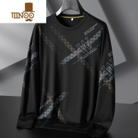 YANXU款圆领长袖T恤男青年学生潮流加大码卫衣胖子宽松运动打底衫