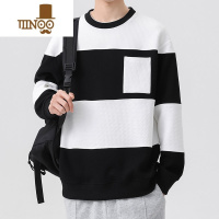 YANXU日系条纹卫衣男潮牌胖子加肥加大码学生长袖t恤宽松打底衫8