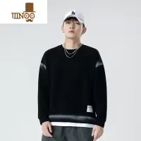 YANXU圆领卫衣男日系纯色套头上衣宽松休闲情侣外套青年帅气潮ins