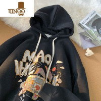 YANXU美式复古卫衣男生2023设计感小众款宽松情侣款潮ins连帽外套