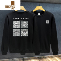 YANXU高端潮牌字母印花卫衣男2023年新款男士百搭宽松圆领长袖上衣