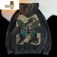 YANXU套头卫衣男连帽oversize600g痞帅上衣蝴蝶长袖运动外套hoodie