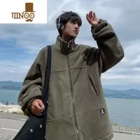 YANXU颗粒绒开衫卫衣男2023秋季新款潮流拉链口袋设计感青少年宽松外套