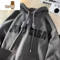 YANXU卫衣男款美式复古潮牌连帽外套oversize大码宽松休闲上衣