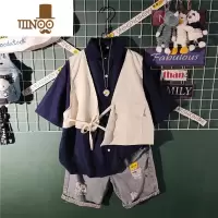 YANXU短袖衬衫短裤套装男感日系港风复古工装外套潮牌痞帅炸街衬衣
