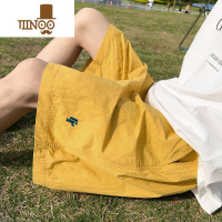 YANXU短裤男夏季薄款冰丝速干刺绣沙滩裤潮牌宽松篮球五分休闲运动裤子