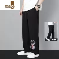YANXU休闲长裤男士夏季薄款冰丝潮牌垂感阔腿痞帅运动九分宽松直筒裤子