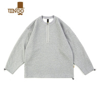 YANXU日系半拉链抽绳卫衣男宽松休闲纯色长袖t恤慵懒风情侣装上衣