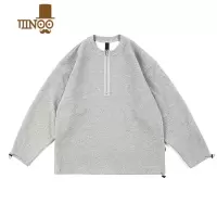 YANXU日系半拉链抽绳卫衣男宽松休闲纯色长袖t恤慵懒风情侣装上衣