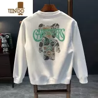 YANXU高品质字母印花早秋卫衣男2023秋季新款宽松休闲百搭圆领情侣上衣