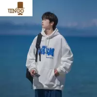 YANXU 420g连帽卫衣男秋季潮牌日系Cityboy印花套头衫