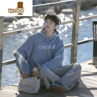 YANXU连帽卫衣男秋季新款美式复古潮流百搭青少年休闲宽松帽衫外套