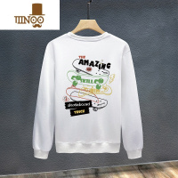 YANXU潮牌卫衣男圆领休闲痞帅潮流男生套头宽松版上衣长袖纯色外套