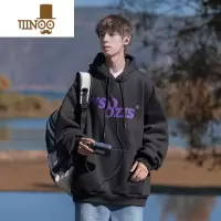 YANXU美式复古连帽卫衣男2023秋季新款潮牌oversize轻熟风情侣宽松上衣