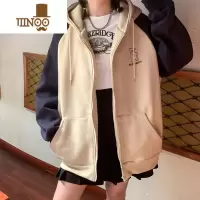 YANXU软奶初恋系连帽卫衣男款潮流ins宽松小熊拼接roora情侣装外套
