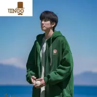 YANXU开衫卫衣男美式复古潮牌拉链上衣痞帅宽松休闲连帽外套