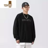 YANXU2023新款男士美式休闲做旧字母印花卫衣宽松高街潮牌上衣