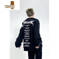 YANXUEAT 潮牌拉链设计感卫衣男宽松印花美式高街流行套头ins外套