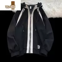 YANXU织带拼接卫衣外套男潮牌ins设计感连帽上衣宽松情侣拉链开衫