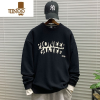 YANXU2023新款圆领套头印花卫衣男休闲宽松百搭潮流青少年内搭上衣