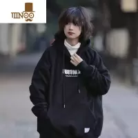 YANXU阿于呆 春季美式字母刺绣连帽卫衣宽松复古百搭 男女简约新款上衣